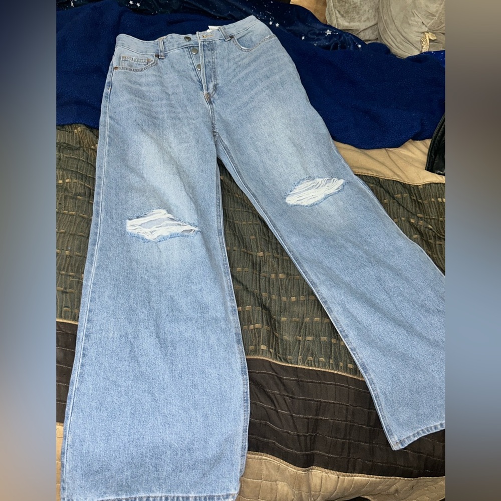 Light Blue Distressed Denim Jeans